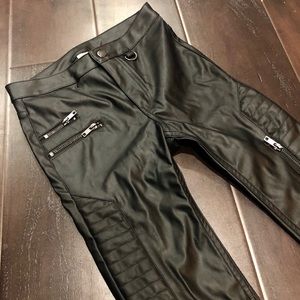 NWT Black Faux Leather Motto Pant